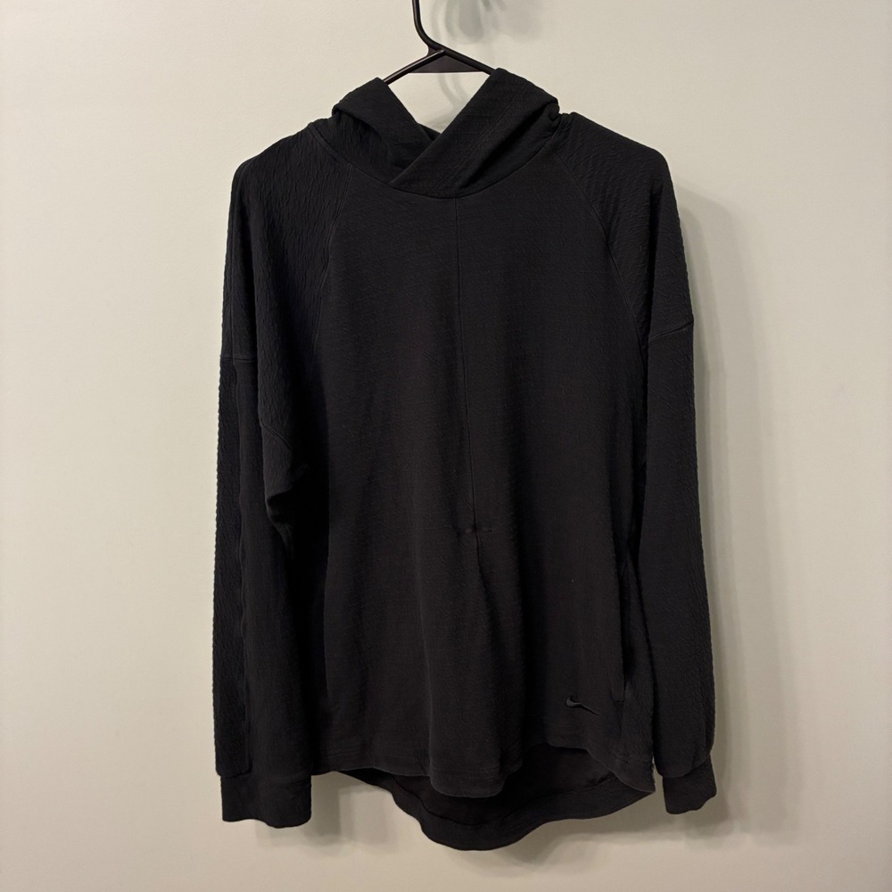 Nike Yoga Dri-FIT Hoodie Mens Medium Black Textured Pullover DV9875-010